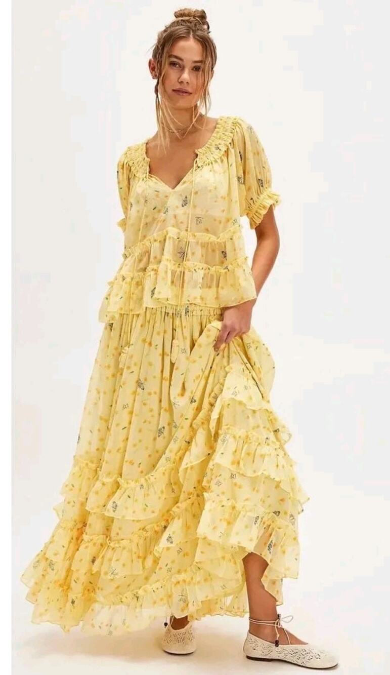NWT Free People Morning Mist Maxi Set Womens M $228 Boho Festival Cottagecore